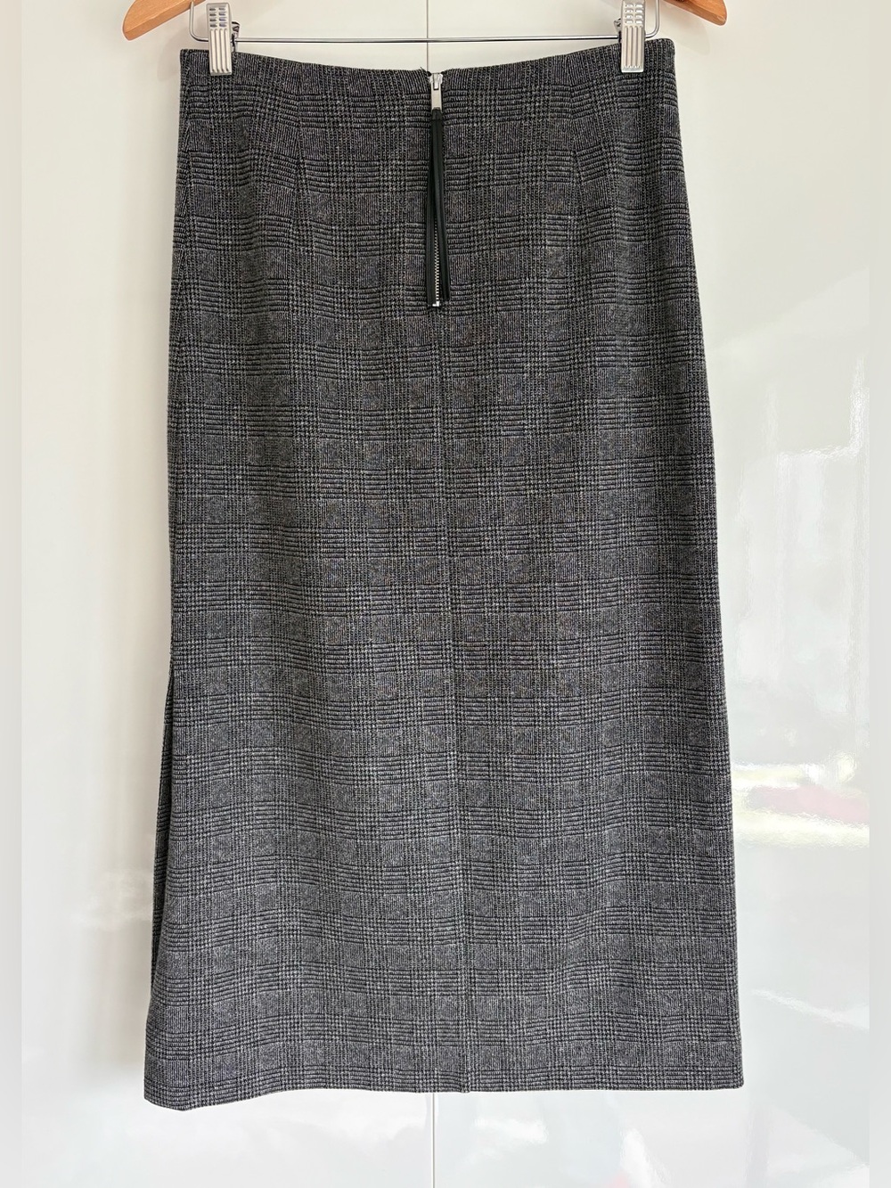Vince Grey Prince Of Wales Checked Cotton-Blend Midi Skirt, size 4 - Picture 9 of 16